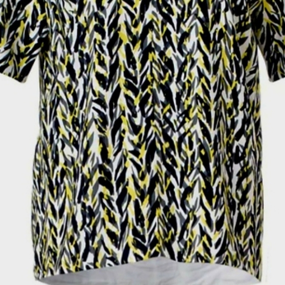 BALENCIAGA White Citron Black Print Structured Crew Neck Decorated Short Sleeve - Picture 2 of 16